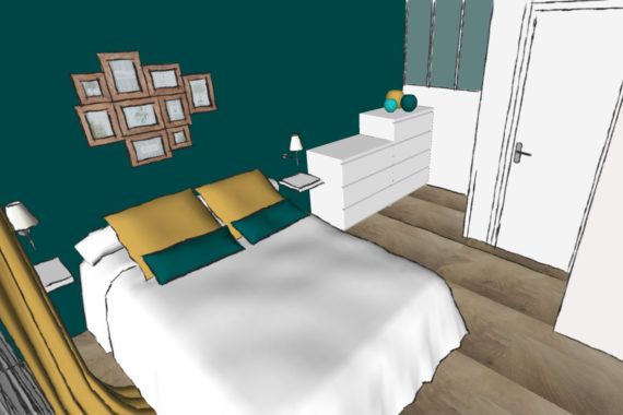 Aménagement et décoration d'une suite parentale avec verrière et parquet